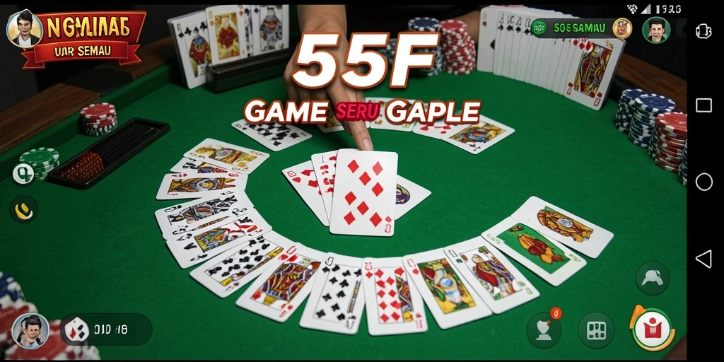 Tampilan gameplay Gaple di aplikasi 555F yang menarik dan interaktif.
