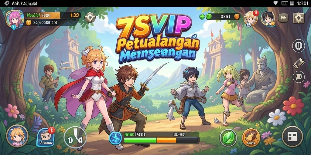 Screenshot gameplay 7SVIP dengan karakter anime yang dinamis.