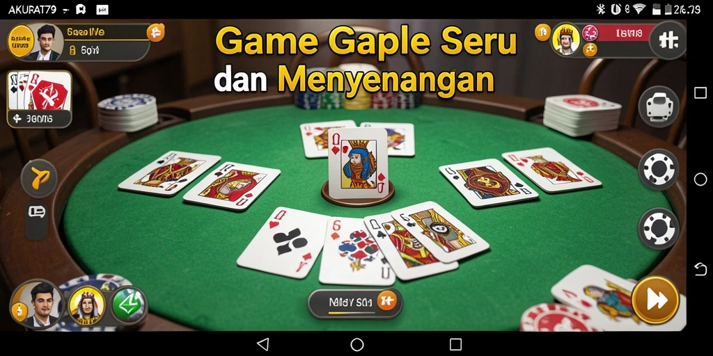Tampilan gameplay AKURAT79 dengan gameplay Gaple yang seru.