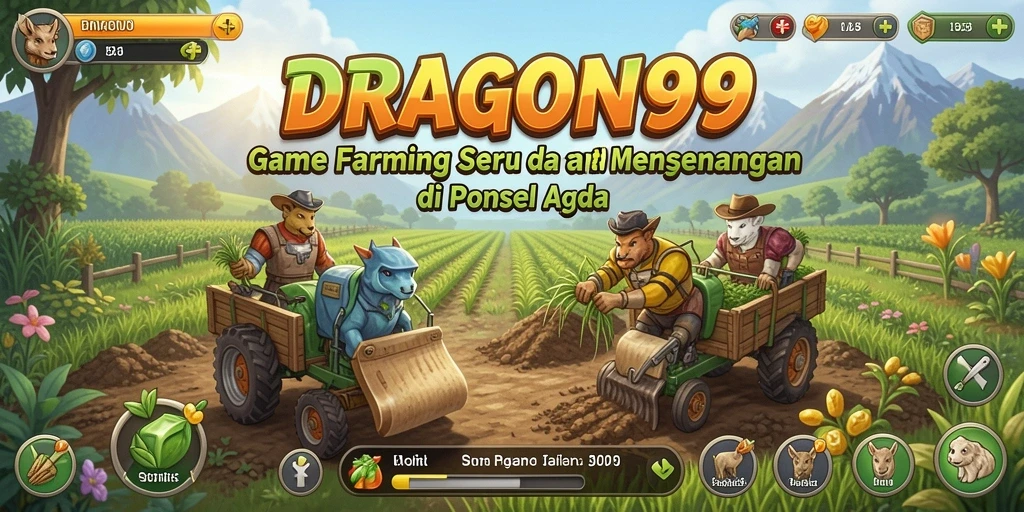 Tampilan gameplay DRAGON99 menampilkan lahan pertanian yang indah dan interaktif.