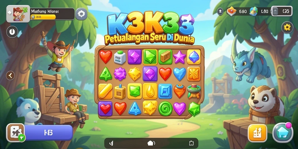 Screenshot gameplay K3K3 menunjukkan tantangan seru dalam mencocokkan elemen.