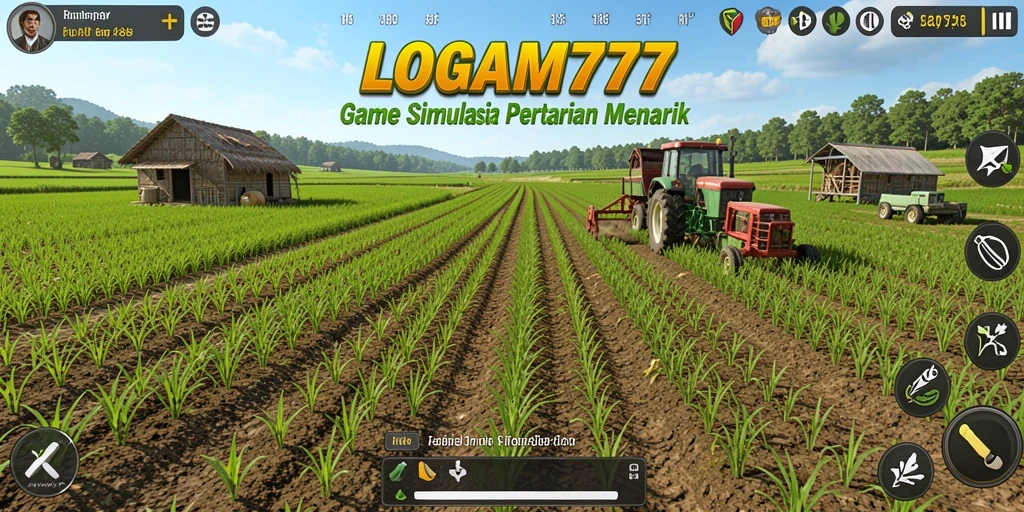 Tampilan screenshot LOGAM777 menampilkan suasana pertanian yang cerah dan dinamis.
