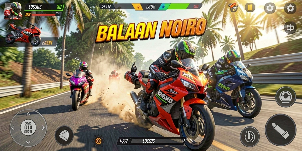 Tampilan gameplay LOS303 dengan balapan motor penuh aksi.