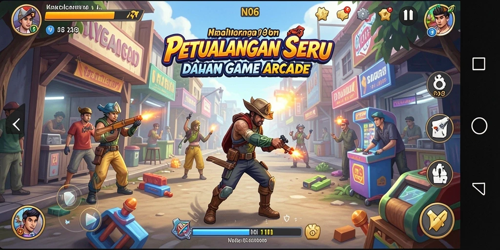 Tampilan gameplay N06 yang penuh warna dan menantang.