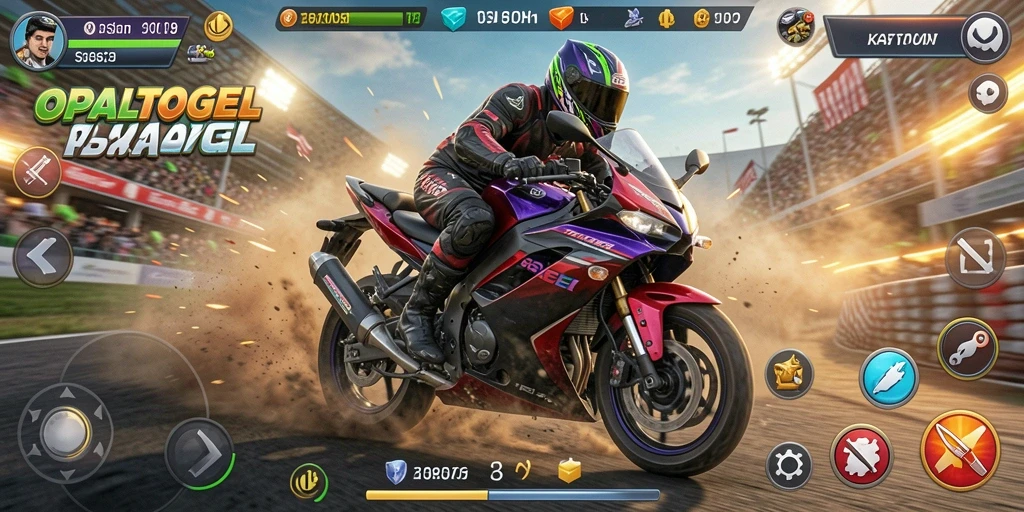 Tampilan menarik dari gameplay balapan motor OPALTOGEL.