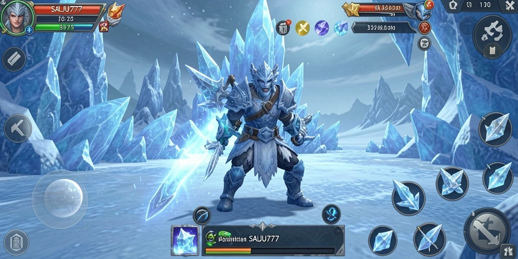 Tampilan gameplay SALJU777 yang menarik dalam pengaturan Tower Defense.