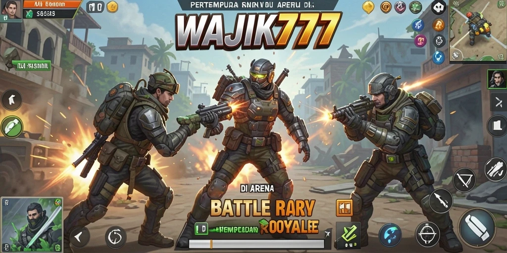 Tampilan gameplay seru dan mendebarkan di WAJIK777 dengan aksi Battle Royale.
